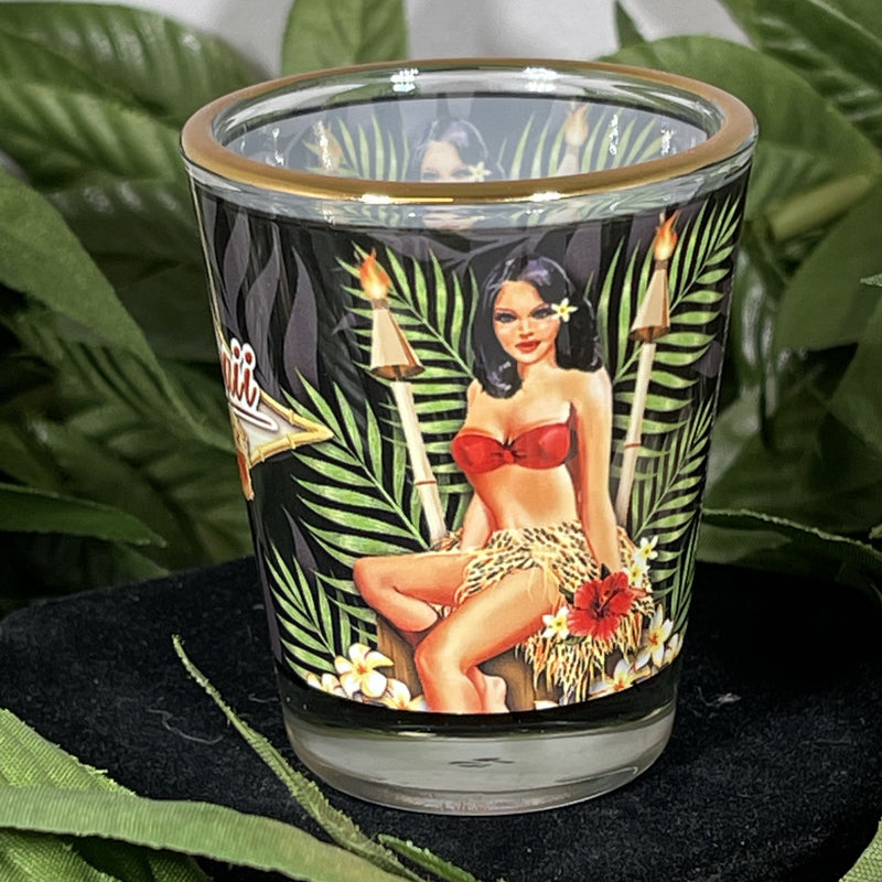 Shot Glass - Conch shell Hawaii Hula Dancer