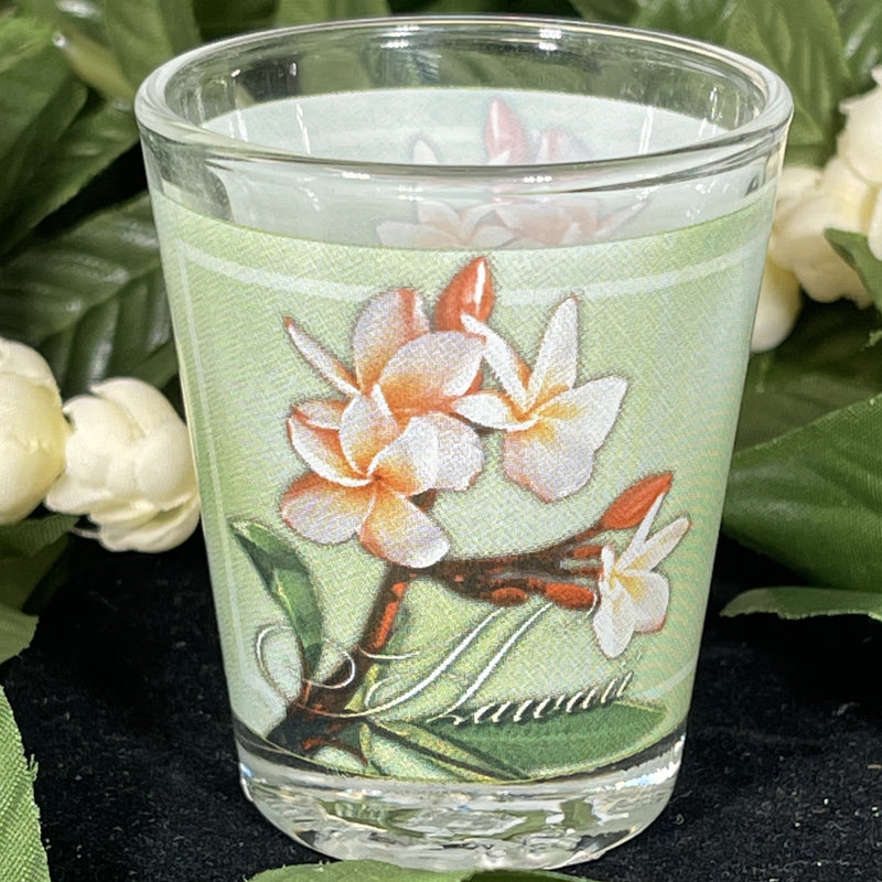 Shot Glass - Clear Hawaiian Plumeria