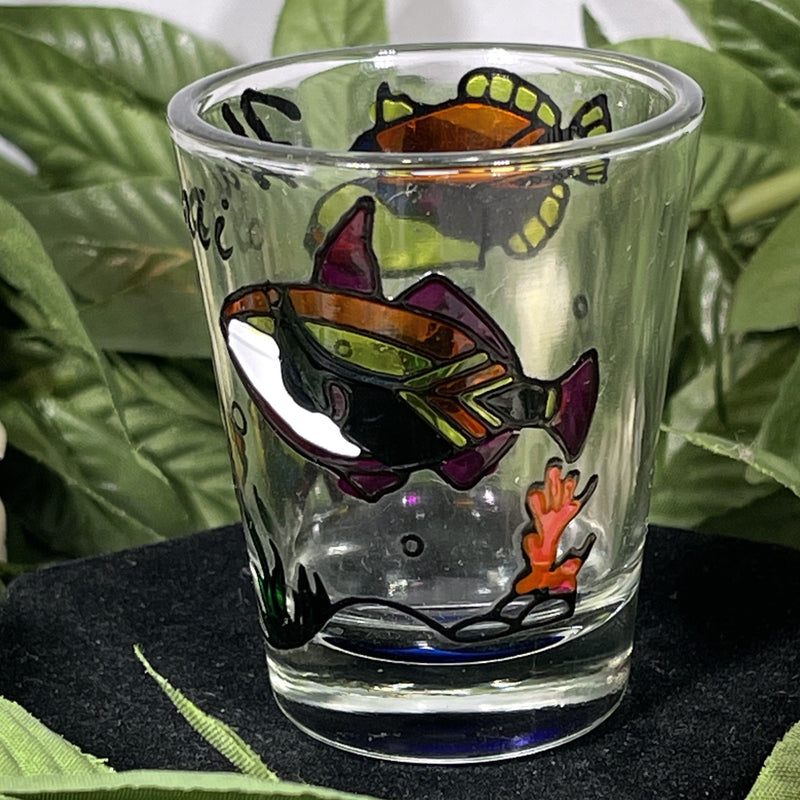 Shot Glass - Stained Glass Humuhumunukunukuāpua’a (Reef Triggerfish)