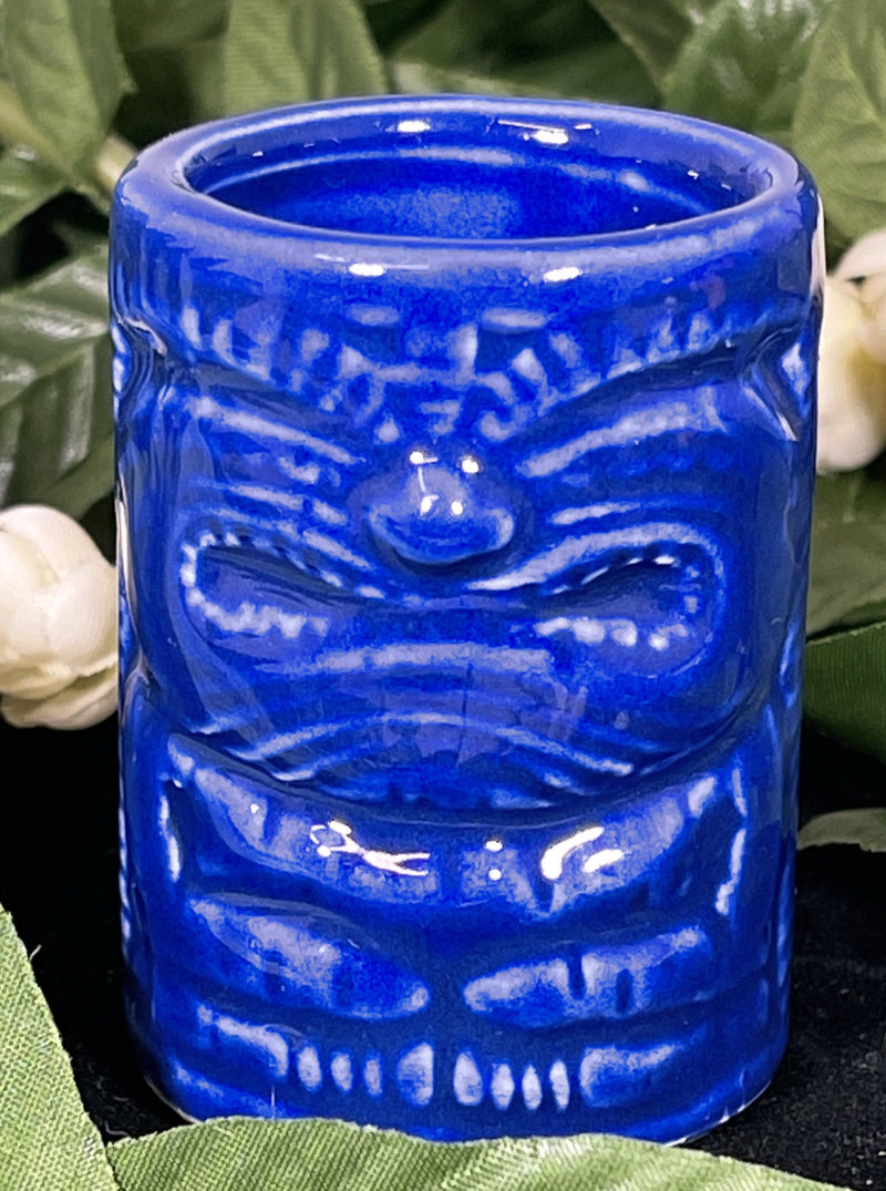 Shot Glass - Ceramic Blue Tiki