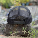 Koa Wood Bill Cap - Yellow Wave and Surfboard Black Trucker - Island chain brim