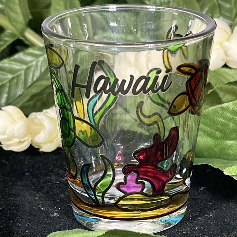 Shot Glass - Stained Glass Green and Brown Honu