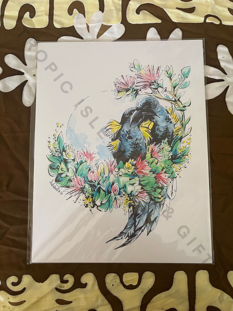 ‘O’o Birds with ‘Ōhi’a Lehua Print