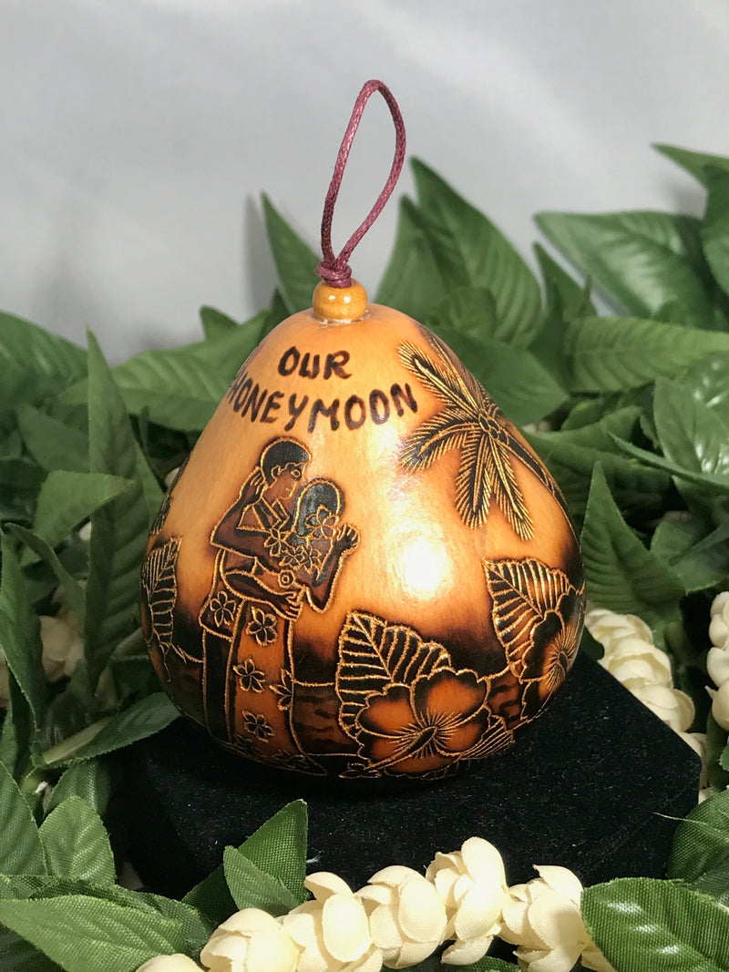 Christmas Mini Wood Burned Gourd Ornament - Our Honeymoon