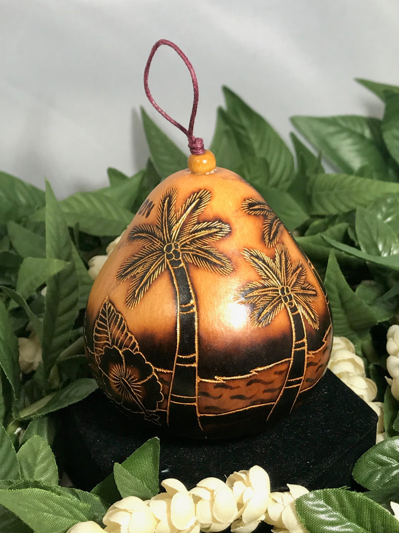 Christmas Mini Wood Burned Gourd Ornament - Our Honeymoon