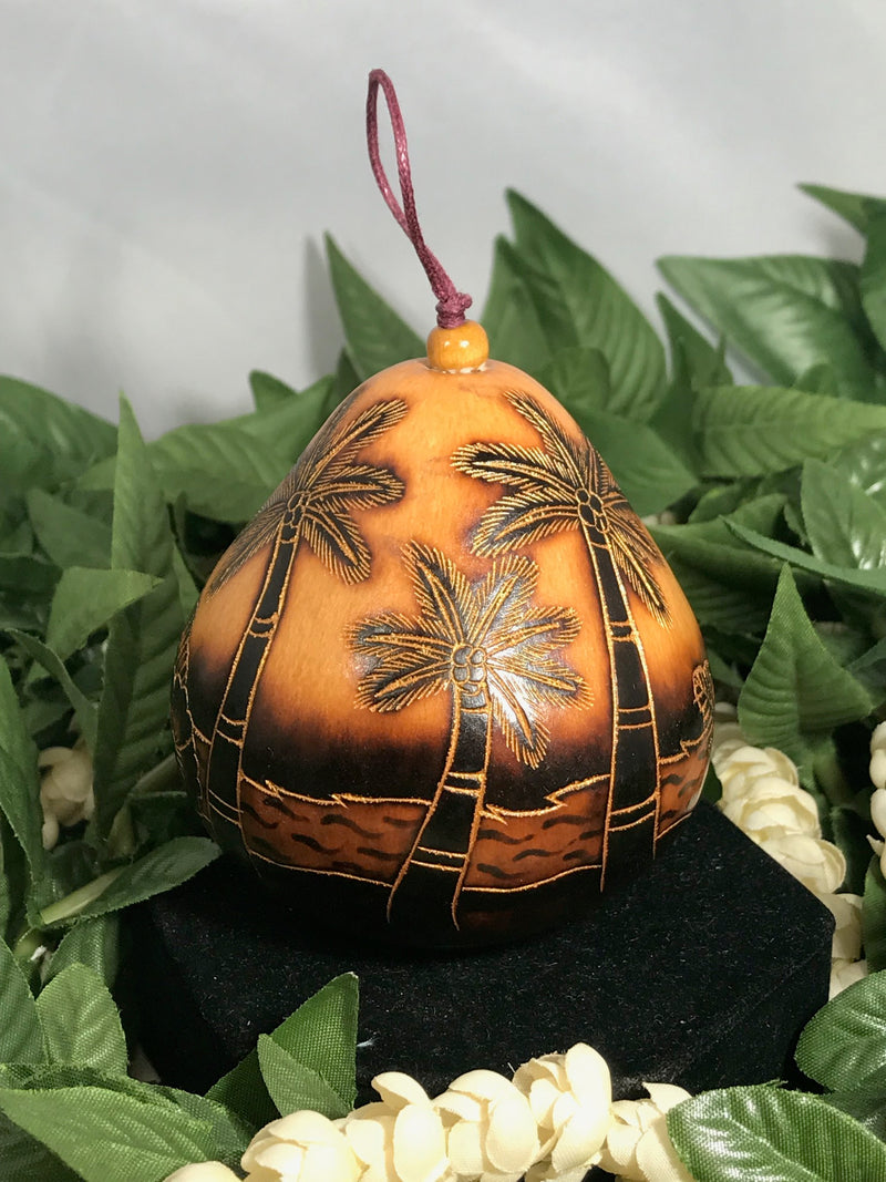 Christmas Mini Wood Burned Gourd Ornament - Our Honeymoon