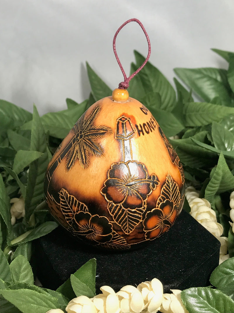 Christmas Mini Wood Burned Gourd Ornament - Our Honeymoon