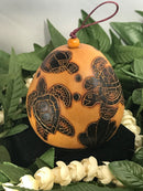 Christmas Mini Wood Burned Gourd Ornament - Honu and Humu