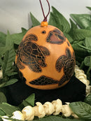 Christmas Mini Wood Burned Gourd Ornament - Honu and Humu