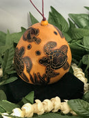 Christmas Mini Wood Burned Gourd Ornament - Honu and Humu