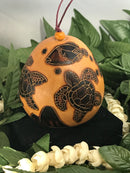 Christmas Mini Wood Burned Gourd Ornament - Honu and Humu