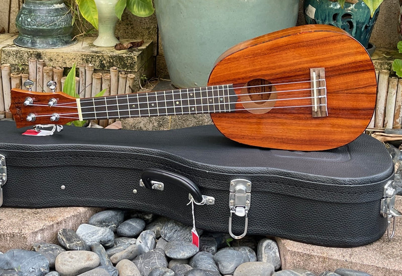 4-String Concert - Koa wood Pineapple Shaped High Gloss with Faux Turtle Inlay