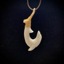 Carved Shark Cow Bone Fish Hook Pendant