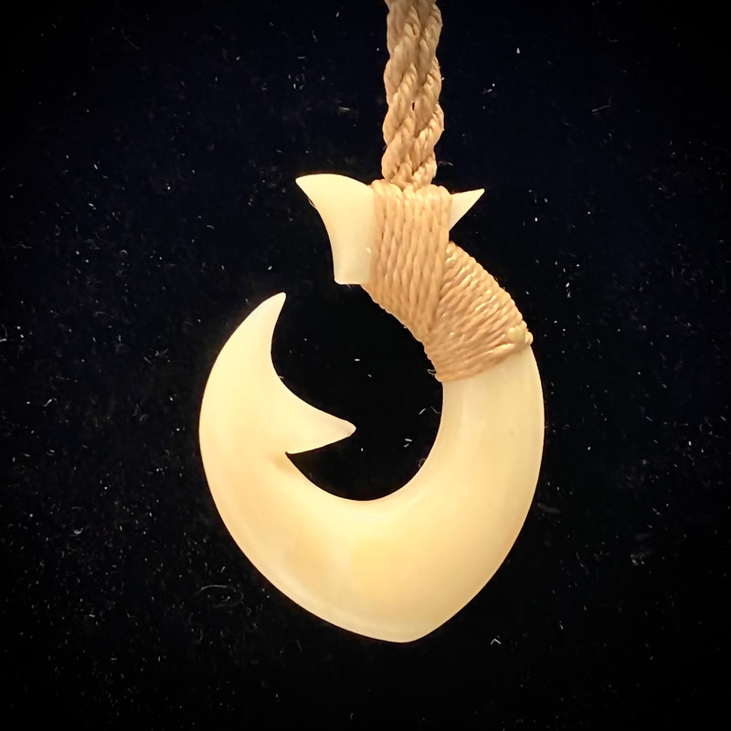 Hawaiian Style Cow Bone Fish Hook Pendant