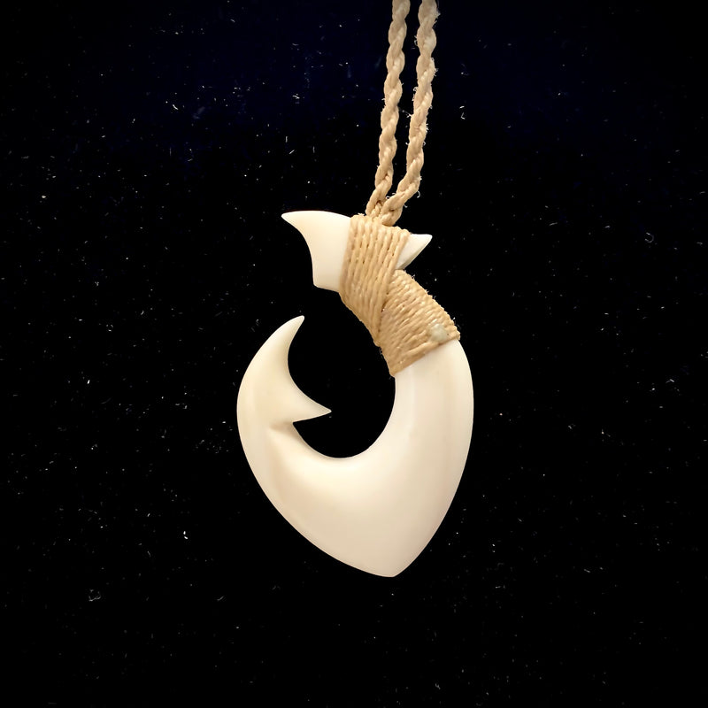Hawaiian Style Cow Bone Fish Hook Pendant