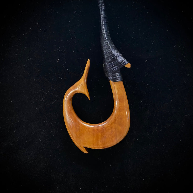 Hawaiian Koa Wood Fish Tail Hook Pendant