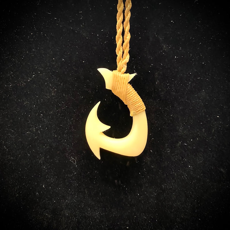 Hawaiian Cow Bone Fish Hook Pendant