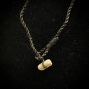 Samoan Carved Cow Bone Gill Fish Hook w/ Black Tattoo Etching Pendant