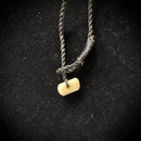 Samoan Carved Cow Bone Gill Fish Hook w/ Black Tattoo Etching Pendant