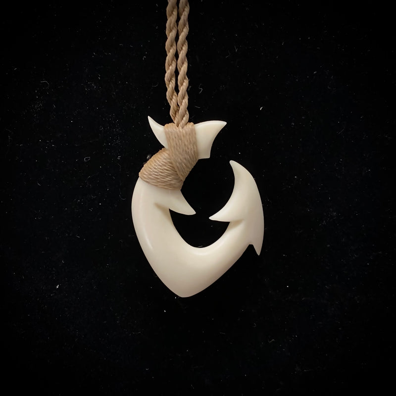 Hawaiian Cow Bone Fish Hook Pendant