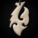 Fancy Hawaiian Cow Bone Fish Hook Pendant