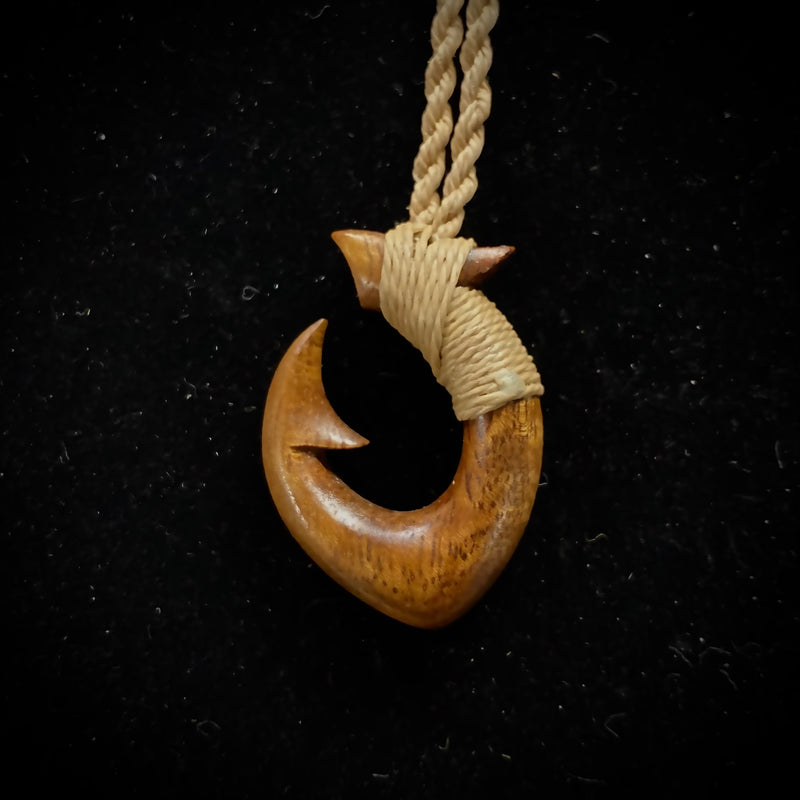 Carved Hawaiian Koa Wood Fish Hook