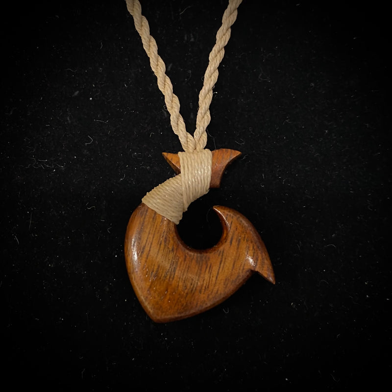 Carved Hawaiian Koa Wood Fish Hook