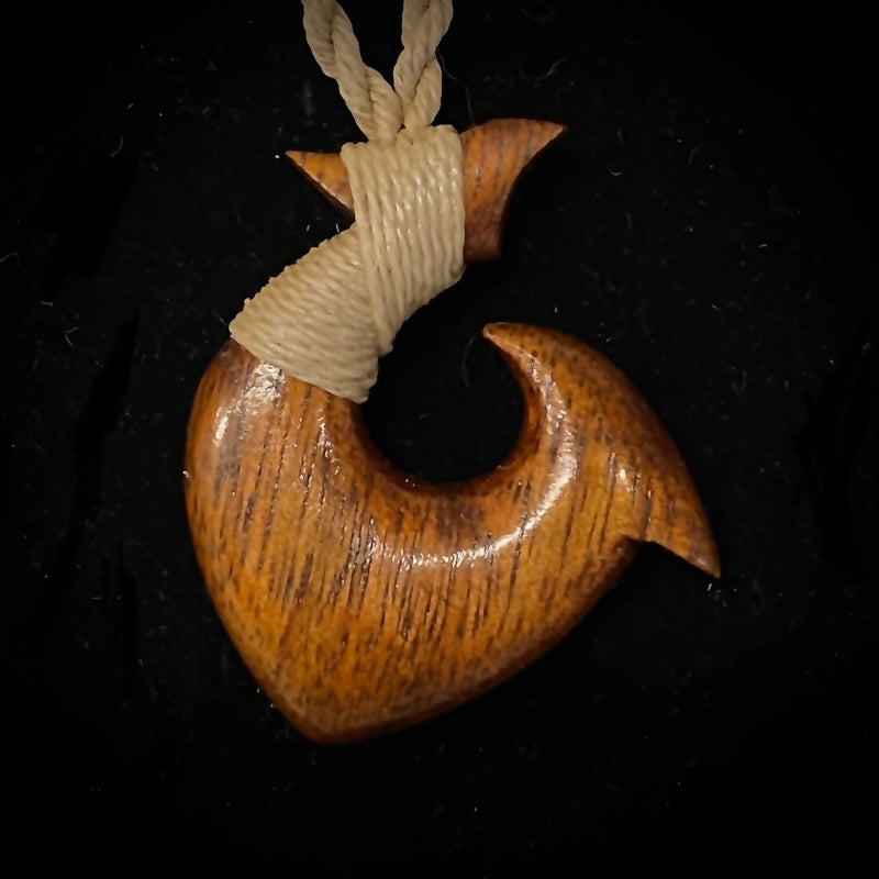 Carved Hawaiian Koa Wood Fish Hook