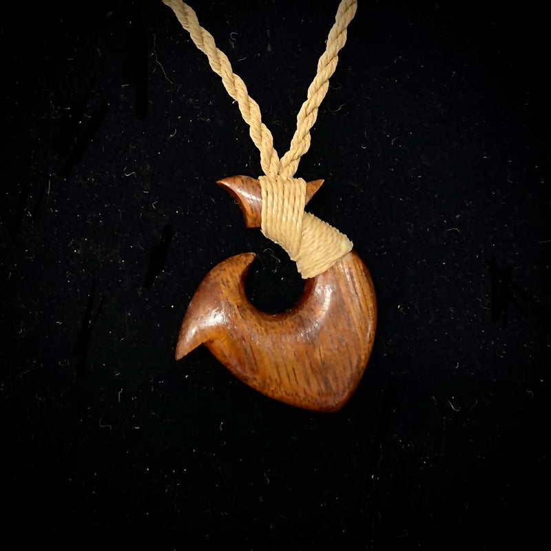 Carved Hawaiian Koa Wood Fish Hook