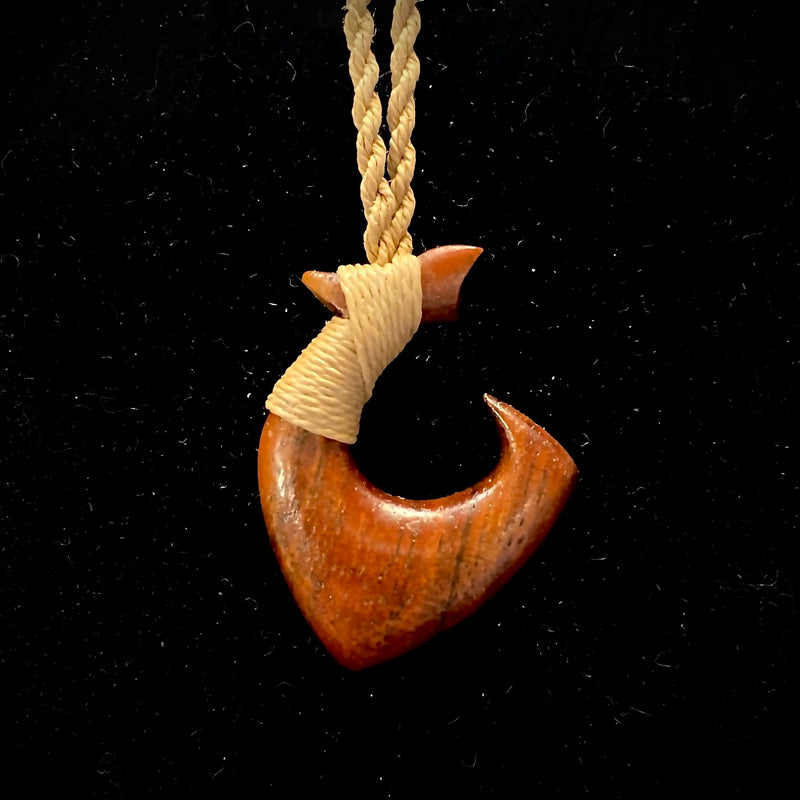 Carved Hawaiian Koa Wood Fish Hook 006