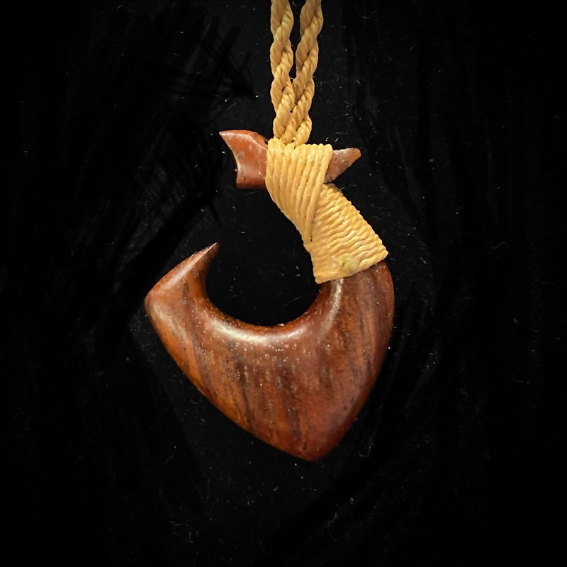 Carved Hawaiian Koa Wood Fish Hook