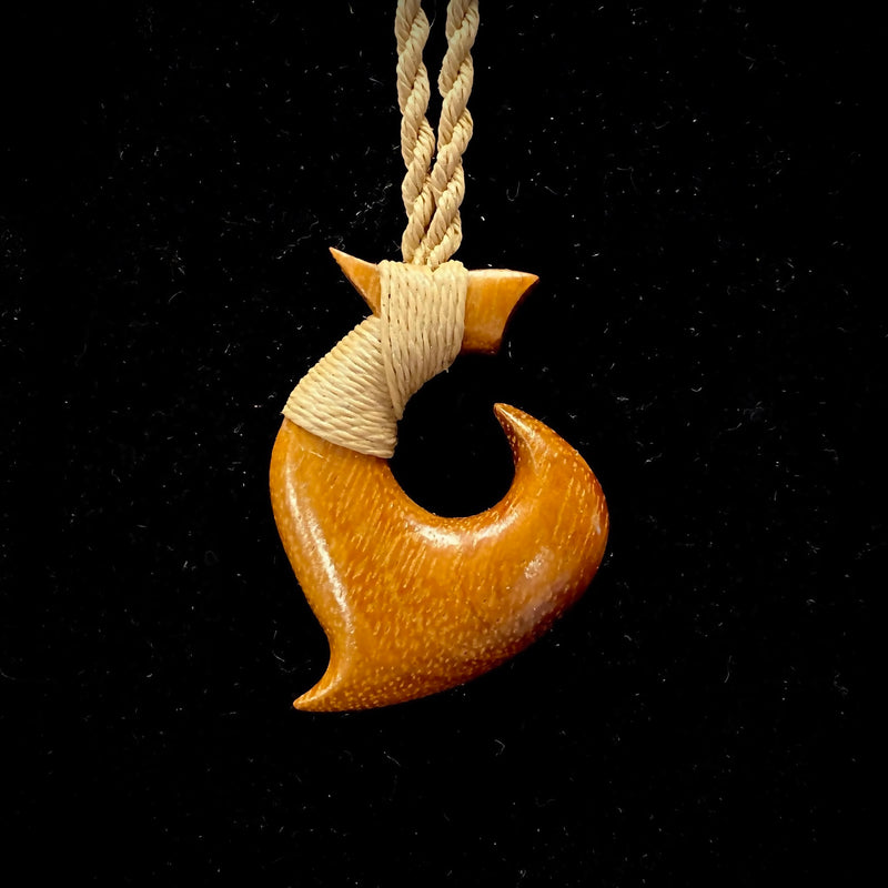 Carved Hawaiian Koa Wood Fish Hook