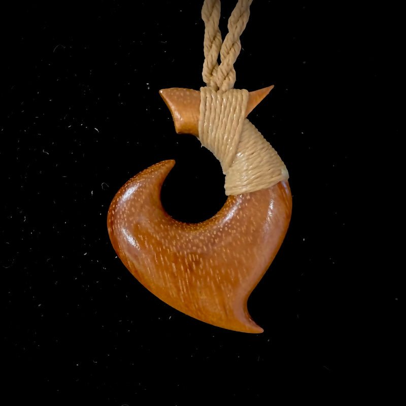 Carved Hawaiian Koa Wood Fish Hook