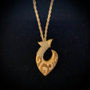 Hawaiian Cow Bone with Tribal Tattoo Fish Hook Pendant