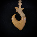 Hawaiian Cow Bone with Tribal Tattoo Fish Hook Pendant