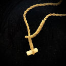 Carved Hawaiian Curly Koa Wood & Cow Bone Fish Hook with 2 barbs