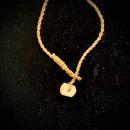 Samoan Carved Milo & Cow Bone Fish Hook w/ Tattoo Etching Pendant