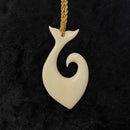 Buffalo Bone Fishtail Hook with Honu Tattoo