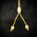 Black Buffalo Horn 2 Barb Fish Hook Pendant - Tan Cord