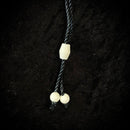 Buffalo Bone 4 Barb Fish Hook with Tribal Tattoo Pendant - Black Cord