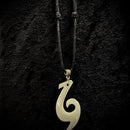 Carved Cow Bone with 1 Barb Fish Hook Pendant