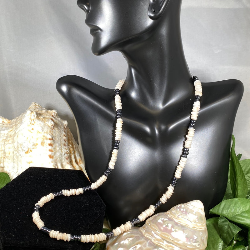 Moloka'i Puka Shell with Hematite Necklace