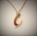 Carved Hawaiian Kauila Wood & Cow Bone Fish Hook with 2 barbs