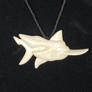 Samoan Hand Carved Bone Great White Shark Pendant