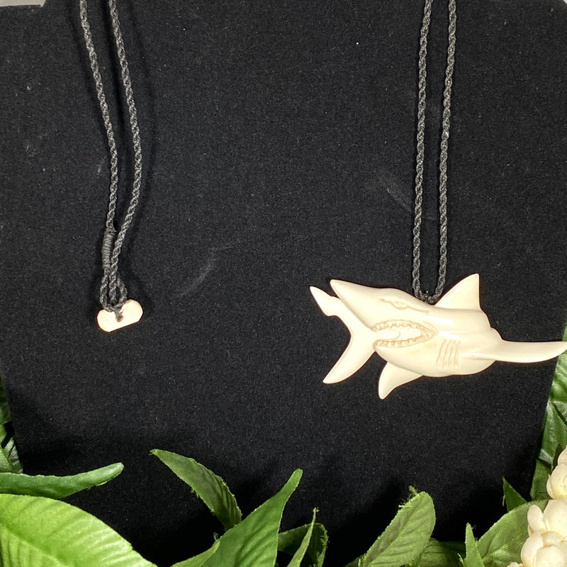 Samoan Hand Carved Bone Great White Shark Pendant
