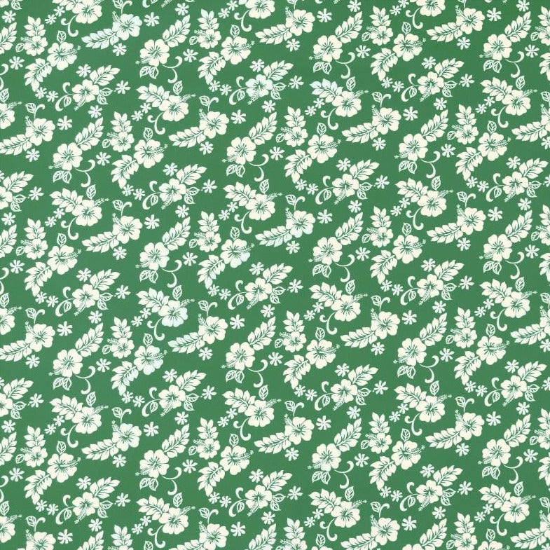100% Cotton Hawaiian Fabric - Hibiscus - Green