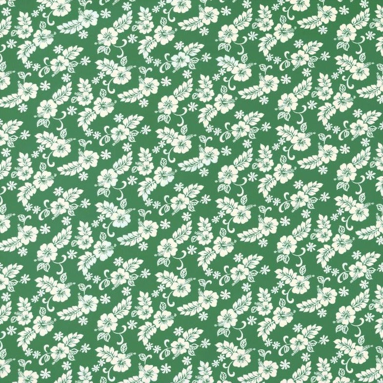 100% Cotton Hawaiian Fabric - Hibiscus - Green
