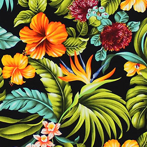 Hawaiian Fabric - BARKCLOTH TROPICAL FLORAL