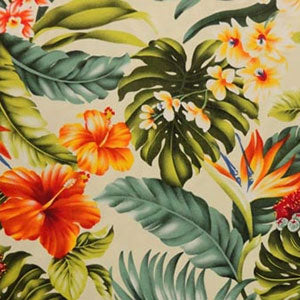 Hawaiian Fabric - BARKCLOTH TROPICAL FLORAL