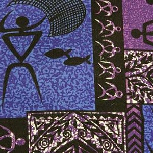Hawaiian Fabric - BARKCLOTH PETROGLYPH - Purple